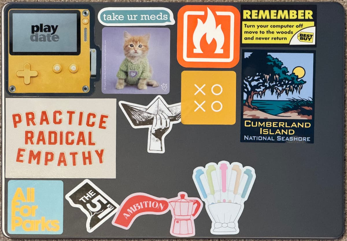 Laptop lid with stickers